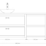Houten badkamermeubel 200 cm bestaande uit een massief eiken lade element met open schappen, een betonnen wastafelblad en een betonnen waskom.