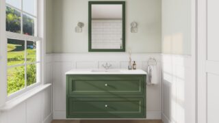 Klassiek wastafelmeubel 120 cm gespoten in Beverly met keramische wastafel en twee softclose lades