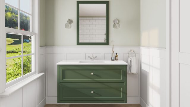 Klassiek wastafelmeubel 120 cm gespoten in Beverly met keramische wastafel en twee softclose lades