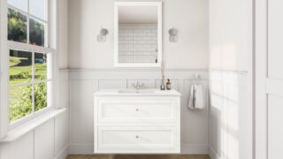 All White klassiek badkamermeubel 100 cm met keramische wastafel en twee ruime softclose lades