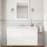 Landelijk klassiek badmeubel 120 cm in All White met keramische wastafel en twee softclose lades