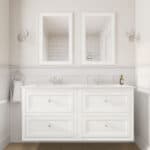 Klassiek wastafelmeubel 140 cm gespoten in All White met keramische wastafel en vier softclose lades