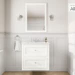 All White klassiek badkamermeubel 70 cm met keramische wastafel en twee softclose lades