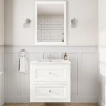 All White klassiek badkamermeubel 70 cm met keramische wastafel en twee softclose lades
