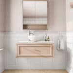 Setting Plaster klassiek badkamermeubel 100 cm met keramisch wastafelblad en opbouw waskom