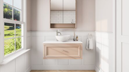Setting Plaster klassiek badkamermeubel 100 cm met keramisch wastafelblad en opbouw waskom