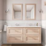 Landelijk klassiek badmeubel 140 cm in Setting Plaster met keramische wastafel en vier softclose lades