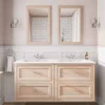 Landelijk klassiek badmeubel 140 cm in Setting Plaster met keramische wastafel en vier softclose lades