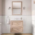 Engels klassiek badkamermeubel 70 cm in Setting Plaster met keramische wastafel en twee softclose lades