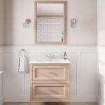 Engels klassiek badkamermeubel 70 cm in Setting Plaster met keramische wastafel en twee softclose lades