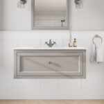 Manor House Grey klassiek badkamermeubel 100 cm met keramische wastafel in landelijke stijl