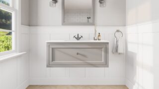 Manor House Grey klassiek badkamermeubel 100 cm met keramische wastafel in landelijke stijl