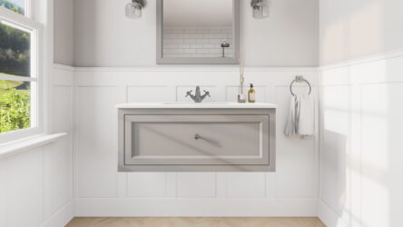 Manor House Grey klassiek badkamermeubel 100 cm met keramische wastafel in landelijke stijl