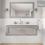 Engels klassiek badkamermeubel 120 cm in Manor House Grey met keramische wastafel, dubbele wastafel