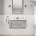 Klassiek wastafelmeubel 80 cm gespoten in Manor House Grey met keramische wastafel