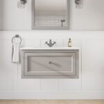 Klassiek wastafelmeubel 80 cm gespoten in Manor House Grey met keramische wastafel