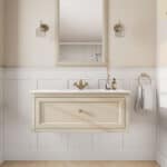 Landelijk klassiek badmeubel 100 cm in Off-White met keramische wastafel