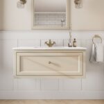 Landelijk klassiek badmeubel 100 cm in Off-White met keramische wastafel