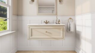 Landelijk klassiek badmeubel 100 cm in Off-White met keramische wastafel