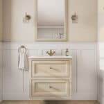 Off-White klassiek badkamermeubel 70 cm met keramische wastafel en twee softclose lades