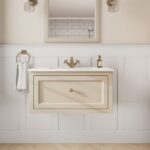 Off-White klassiek badkamermeubel 80 cm met keramische wastafel