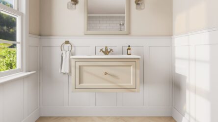 Off-White klassiek badkamermeubel 80 cm met keramische wastafel