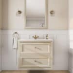 Landelijk klassiek badmeubel 80 cm in Off-White met keramische wastafel en twee softclose lades