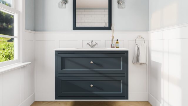 Hague Blue klassiek badkamermeubel 100 cm met keramische wastafel en twee softclose lades