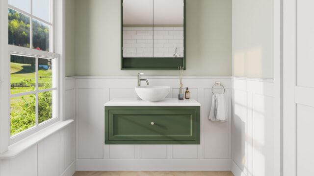Beverly klassiek badkamermeubel 100 cm met keramisch wastafelblad en opbouw waskom