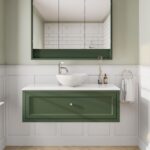 Landelijk klassiek badmeubel 120 cm in Beverly met keramisch wastafelblad en opbouw waskom