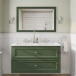Engels klassiek badkamermeubel 120 cm in Beverly met keramische wastafel en twee softclose lades, dubbele wastafel