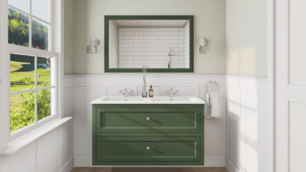 Engels klassiek badkamermeubel 120 cm in Beverly met keramische wastafel en twee softclose lades, dubbele wastafel
