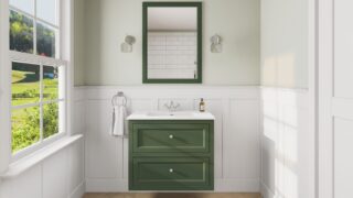 Klassiek wastafelmeubel 80 cm gespoten in Beverly met keramische wastafel en twee softclose lades