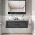 Klassiek wastafelmeubel 120 cm gespoten in Off-Black met keramische wastafel, dubbele wastafel