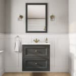Landelijk klassiek badmeubel 70 cm in Off-Black met keramische wastafel en twee softclose lades