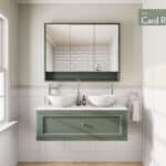 Klassiek wastafelmeubel 120 cm gespoten in Card Room Green met keramische wastafel, dubbele wastafel