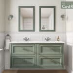 Engels klassiek badkamermeubel 140 cm in Card Room Green met keramische wastafel en vier softclose lades