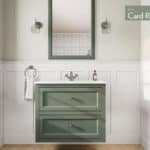 Klassiek wastafelmeubel 80 cm gespoten in Card Room Green met keramische wastafel en twee softclose lades