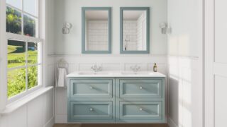 Oval Room Blue klassiek badkamermeubel 140 cm met keramische wastafel en vier softclose lades