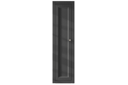 Compacte Badkamerkast met twee schappen voorzien van een landelijk front in Off-Black 120 cm.