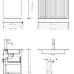 Hangend donker eiken wastafelmeubel 70 cm met vlak front, binnenlade en witte solid surface wastafel