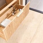 Houten badmeubel van 100 cm met 1 lade en een graniet blad met 1 waskom, ambachtelijk vakmanschap voor jarenlang plezier.