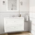 All White klassiek badkamermeubel 100 cm met keramische wastafel en twee ruime softclose lades
