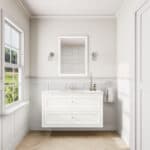 Landelijk klassiek badmeubel 120 cm in All White met keramische wastafel en twee softclose lades