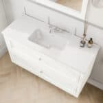 Landelijk klassiek badmeubel 120 cm in All White met keramische wastafel en twee softclose lades