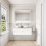 Landelijk klassiek badmeubel 120 cm in All White met keramische wastafel, dubbele wastafel