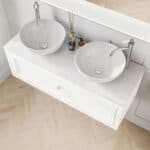 Landelijk klassiek badmeubel 120 cm in All White met keramische wastafel, dubbele wastafel