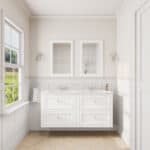 Klassiek wastafelmeubel 140 cm gespoten in All White met keramische wastafel en vier softclose lades