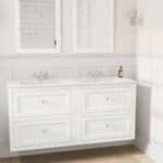 Klassiek wastafelmeubel 140 cm gespoten in All White met keramische wastafel en vier softclose lades