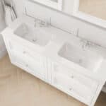 Klassiek wastafelmeubel 140 cm gespoten in All White met keramische wastafel en vier softclose lades